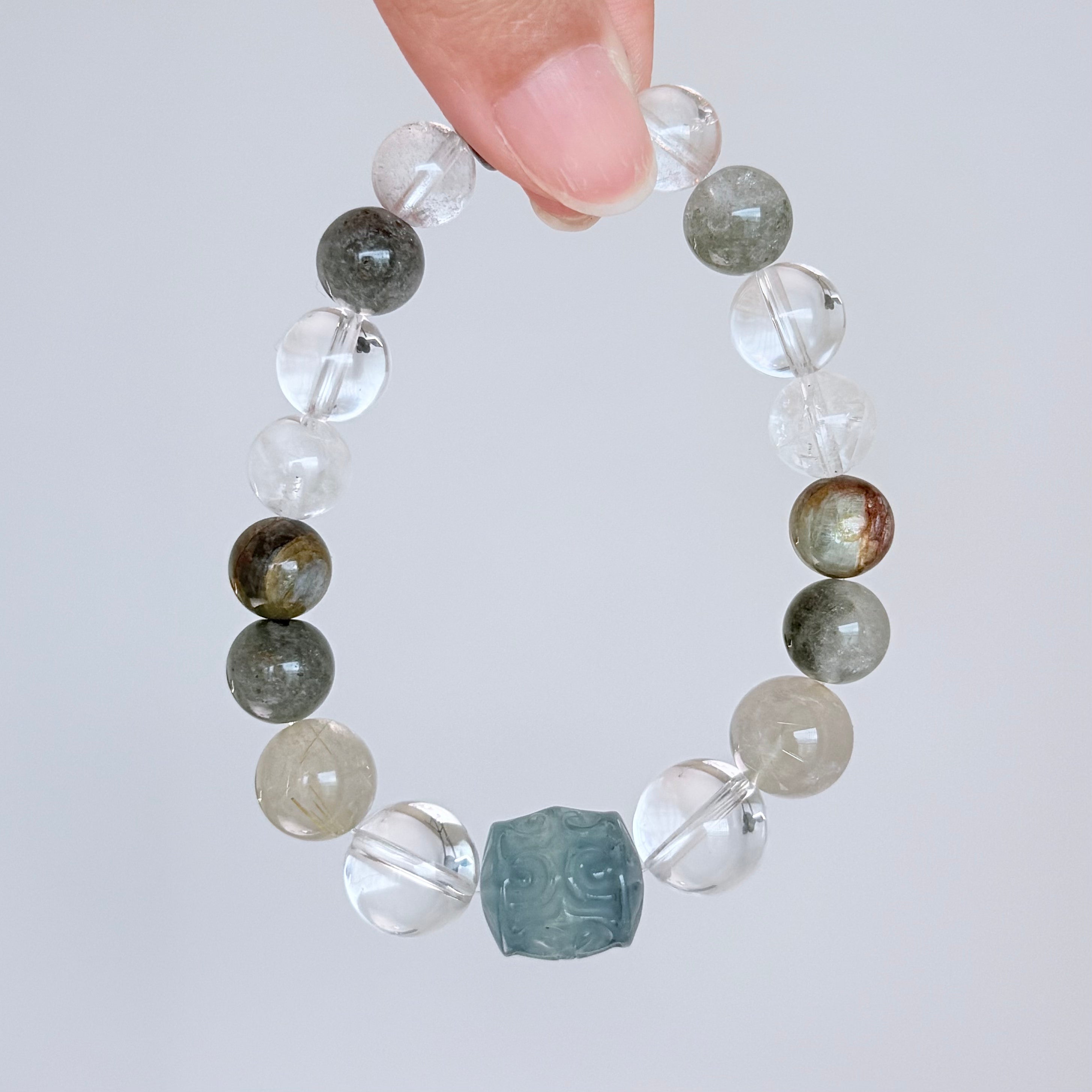 Aquamarine & Golden Rutilated Quartz Bracelet
