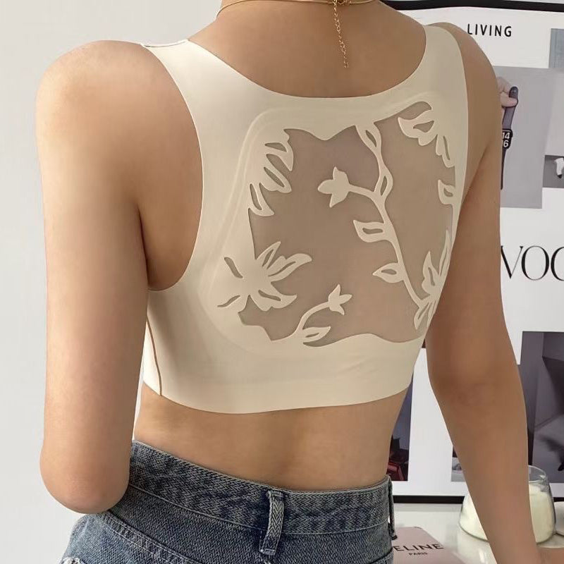 Seamless Deep V Hollow Vest Bra