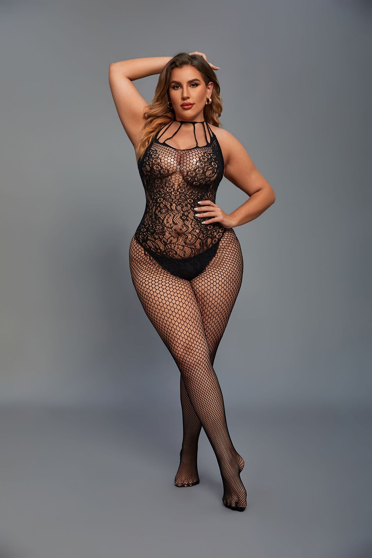 Open Crotch Free off Siamese Underwear Sheer Cutout Fishnet Clothes