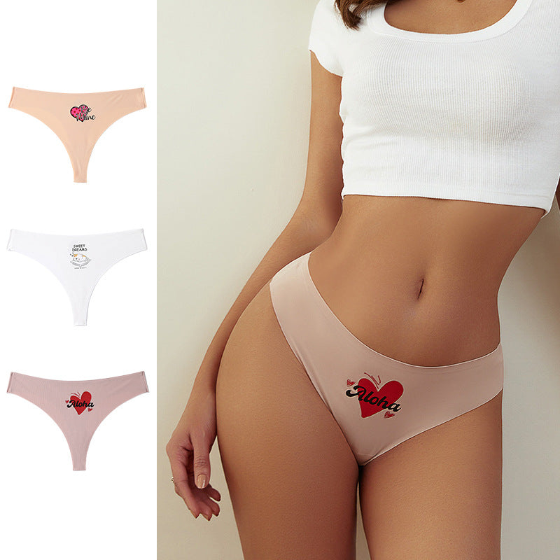 Mid-Waist Hipster Panties Seamless with Heart Design Breathable Cotton