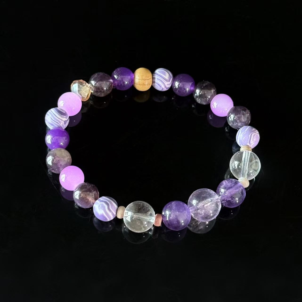 Purple Mist Star-Slumber | Amethyst and Clear Quartz Spliced Bracelet