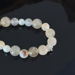 Ethereal White Quartz & Crackle Agate Handmade Bracelet