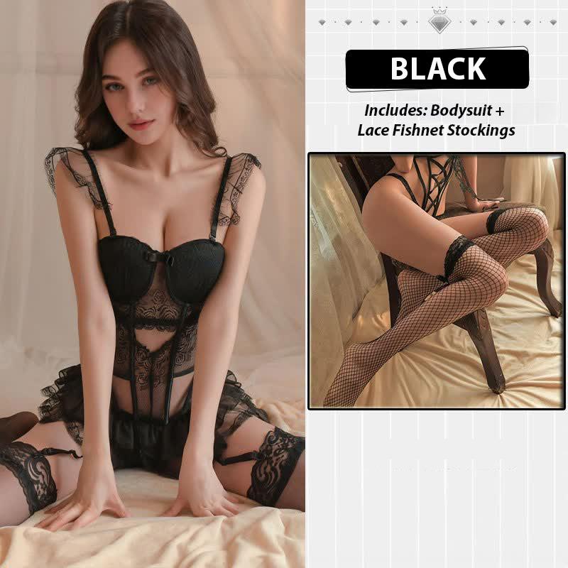 Lace Chest Pad Corset Set