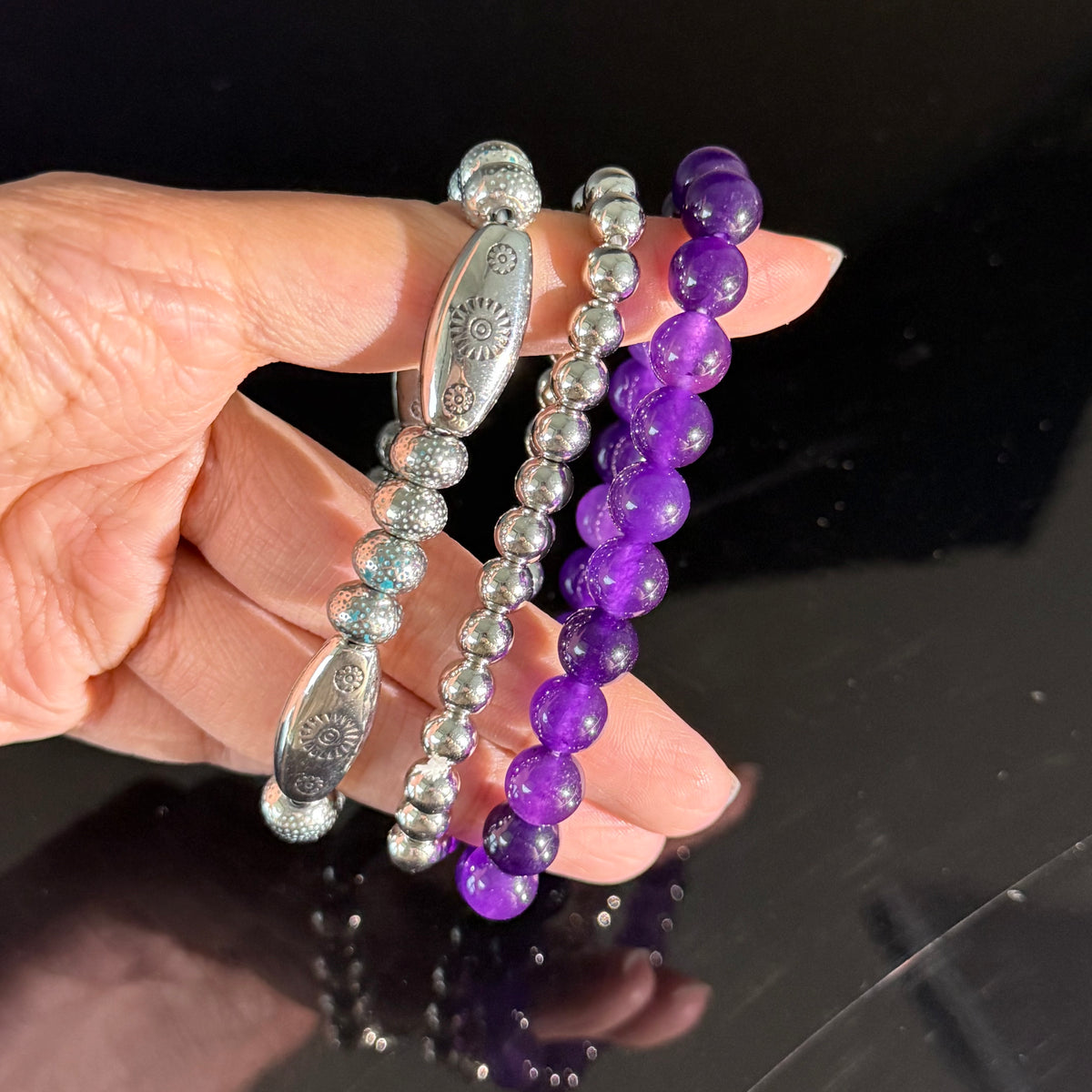 Aquarius Amethyst Bracelet Set – Calm & Balance Crystal Jewelry