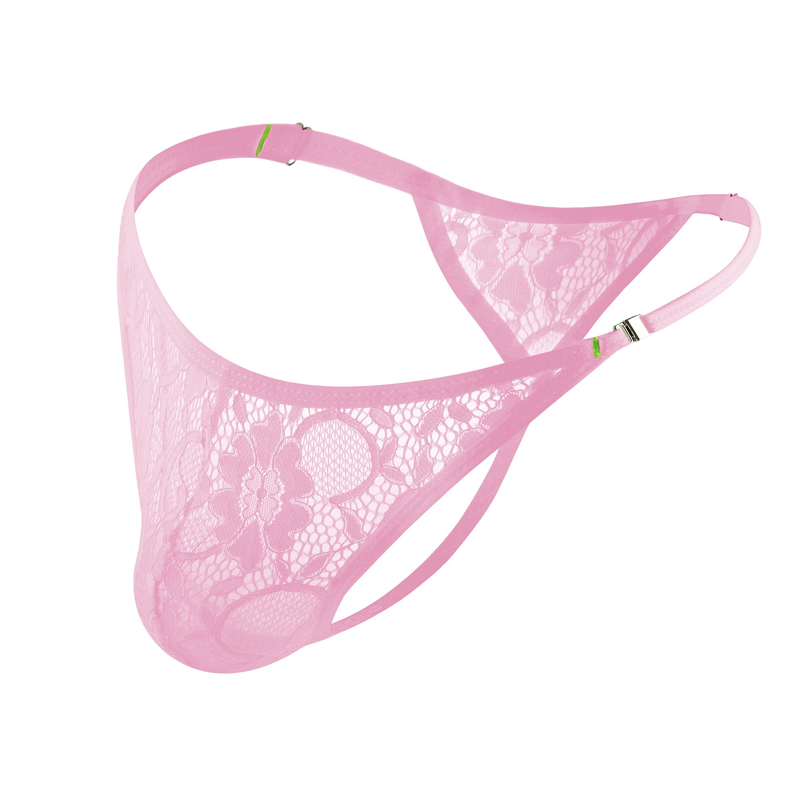 Hollow See-through Lace Thong Side Button Style For Men