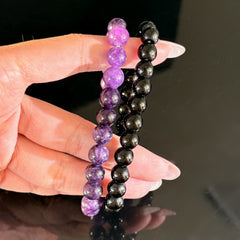 Capricorn Crystal Bracelet Set – Amethyst & Black Obsidian Protection Bracelets