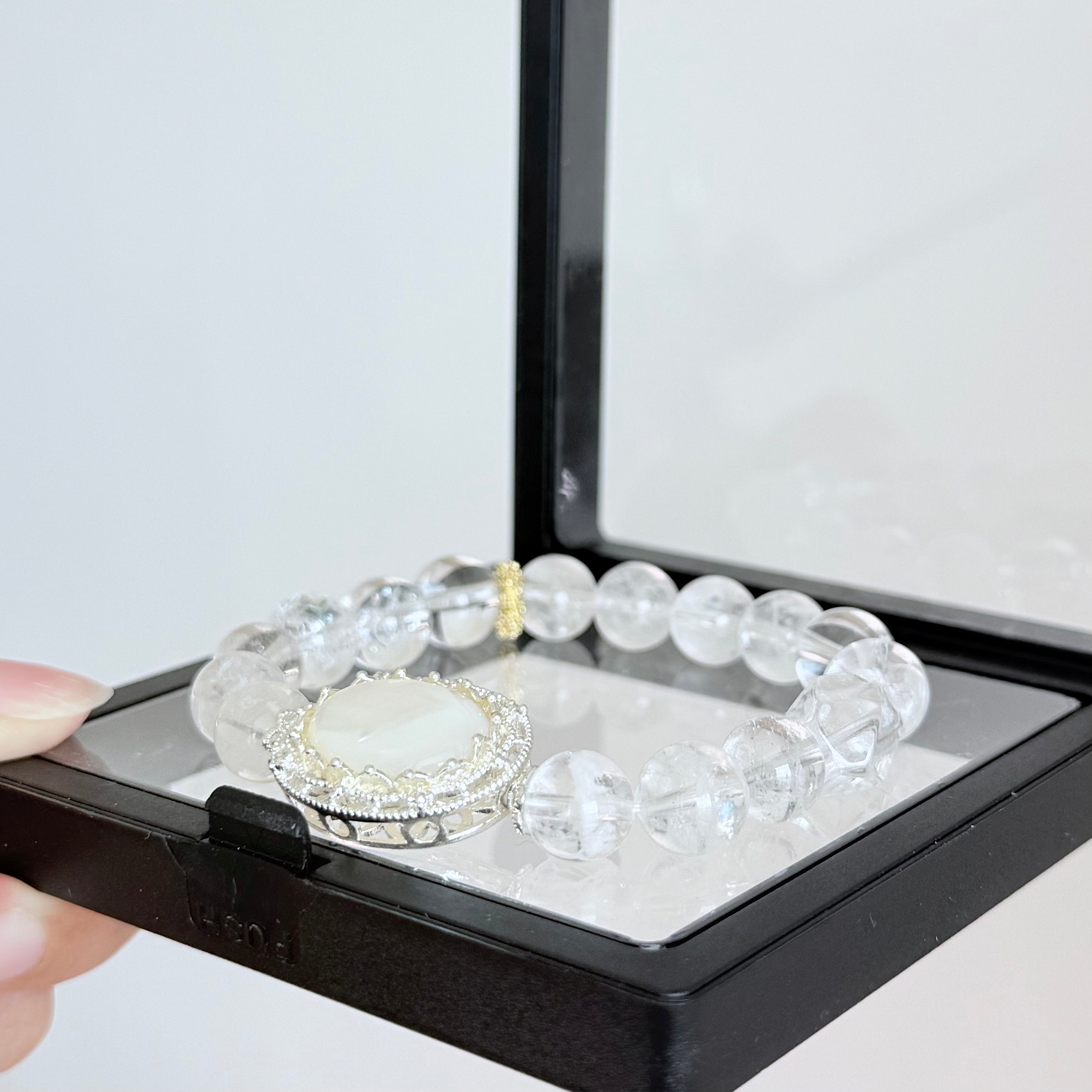 Moonstone & Clear Quartz Crystal Bracelet