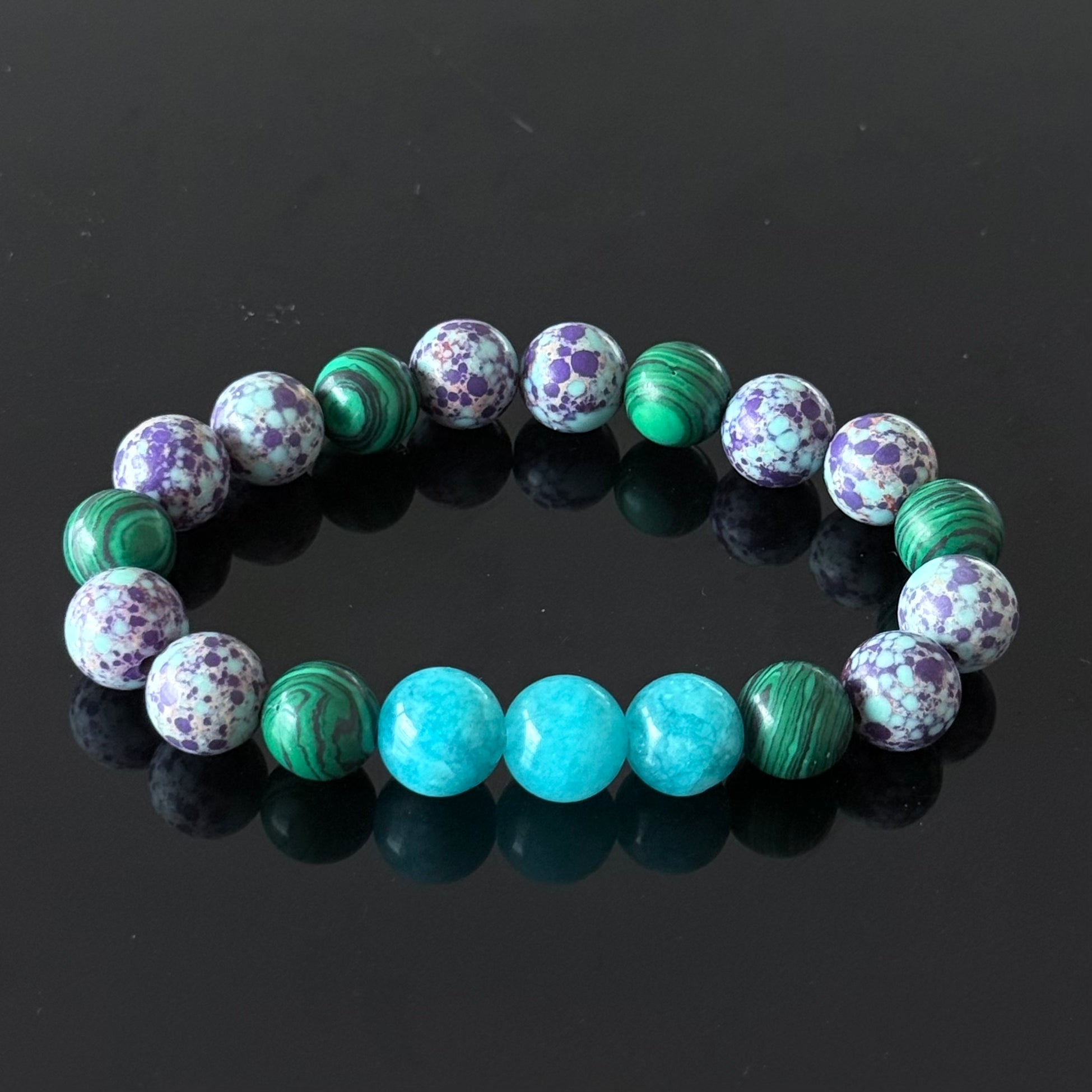 Amazonite, Malachite & Purple Jasper Bracelet