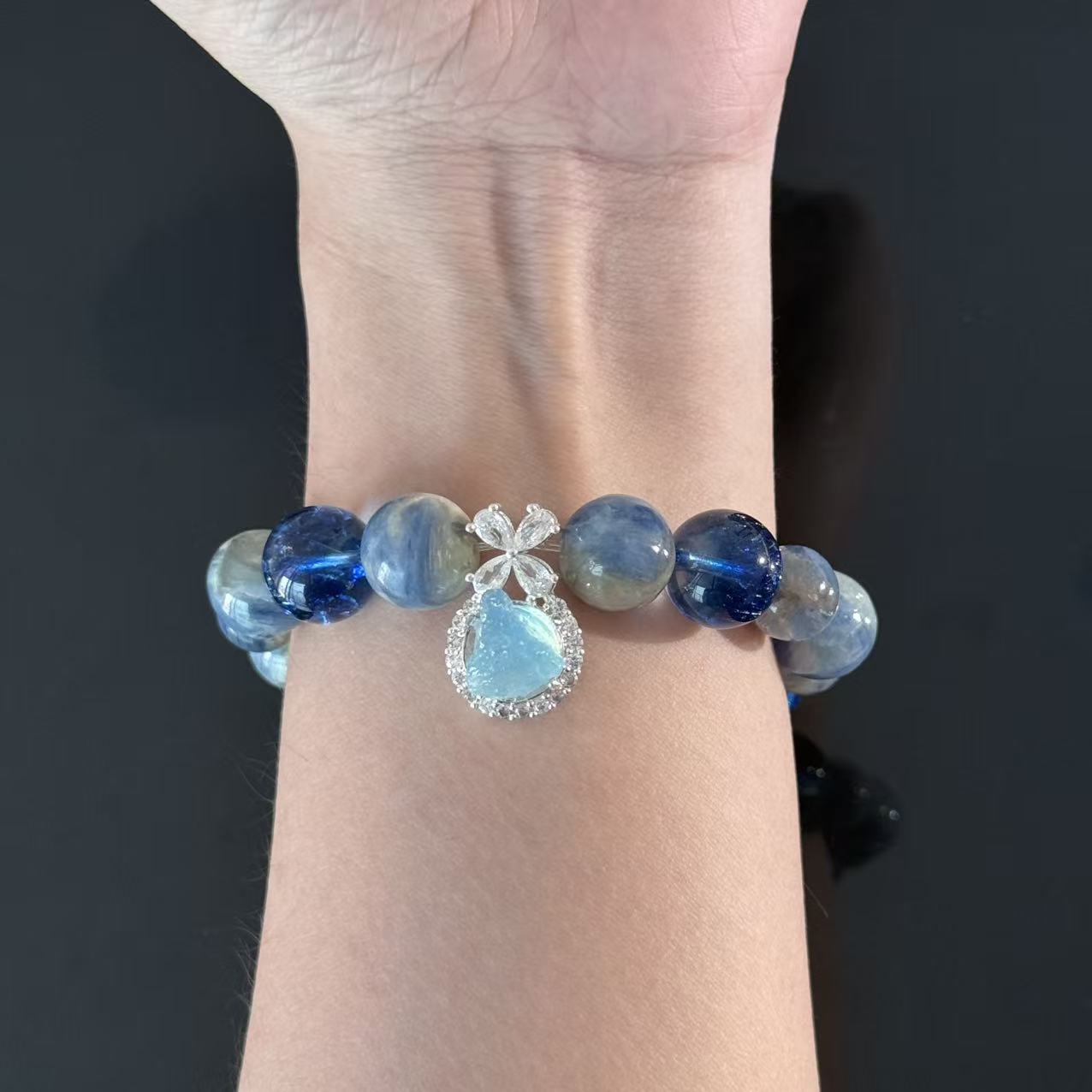 Natural Blue Crystal & Ocean Aura Handmade Bracelet
