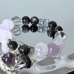 Amethyst & Black Obsidian Under the Moonlight | A Niche-Design Bracelet with an Atmospheric Vibe
