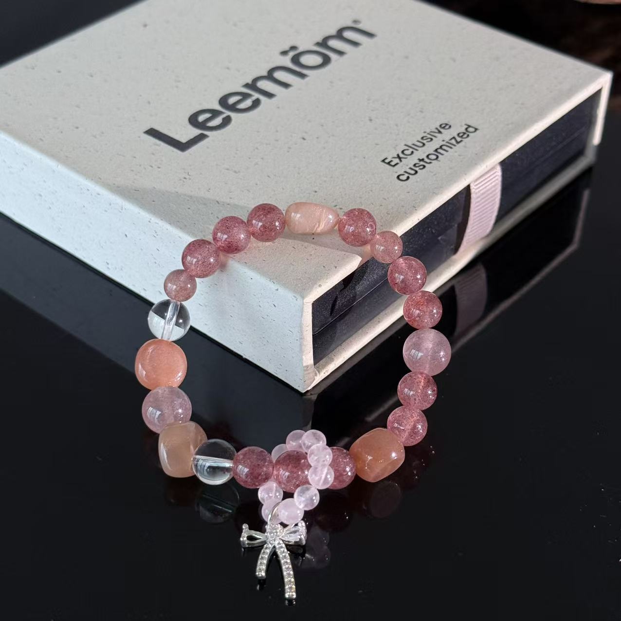Strawberry Quartz  Rose Quartz Crystal Bracelet – Handmade Pink