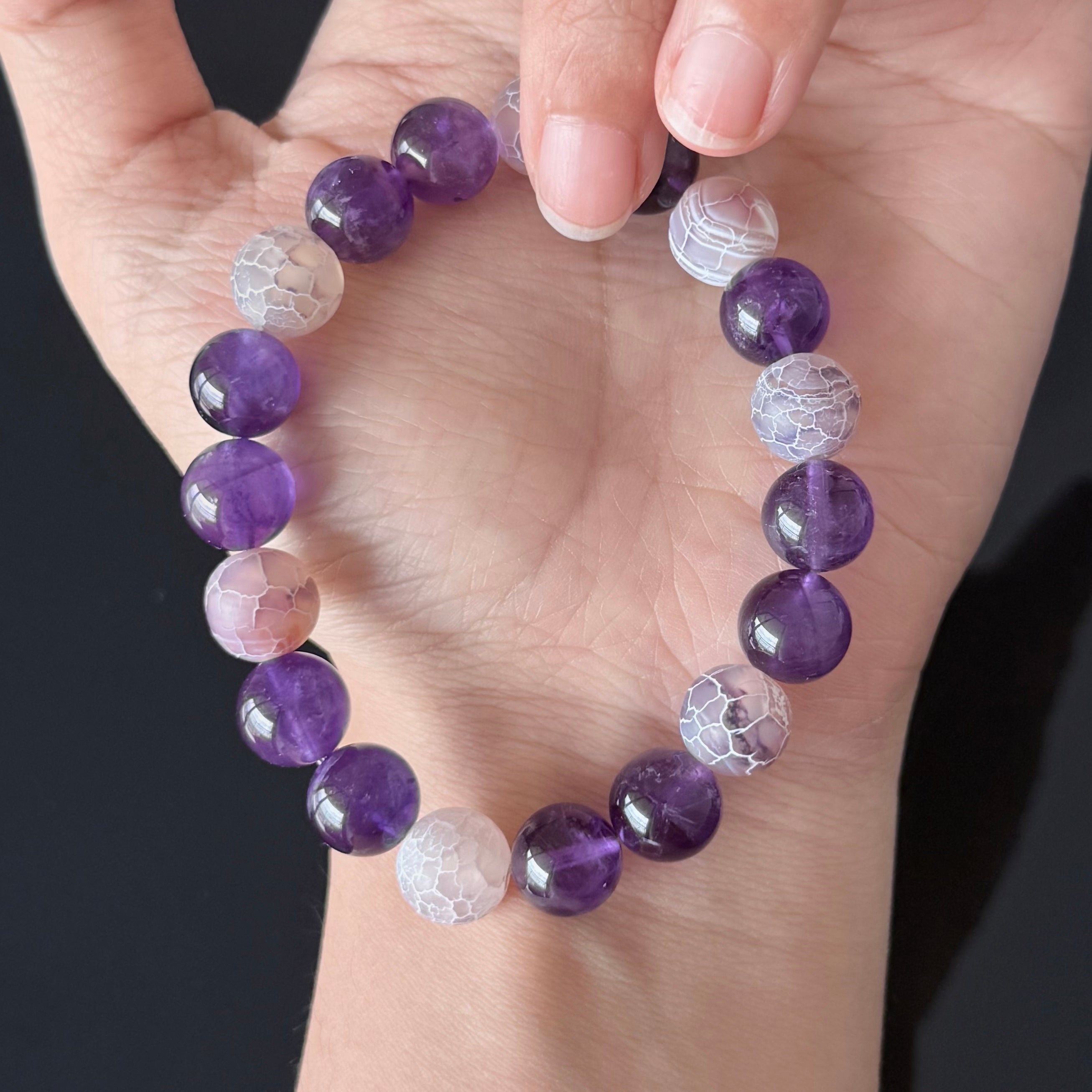 Amethyst & Cracked Agate Crystal Bracelet