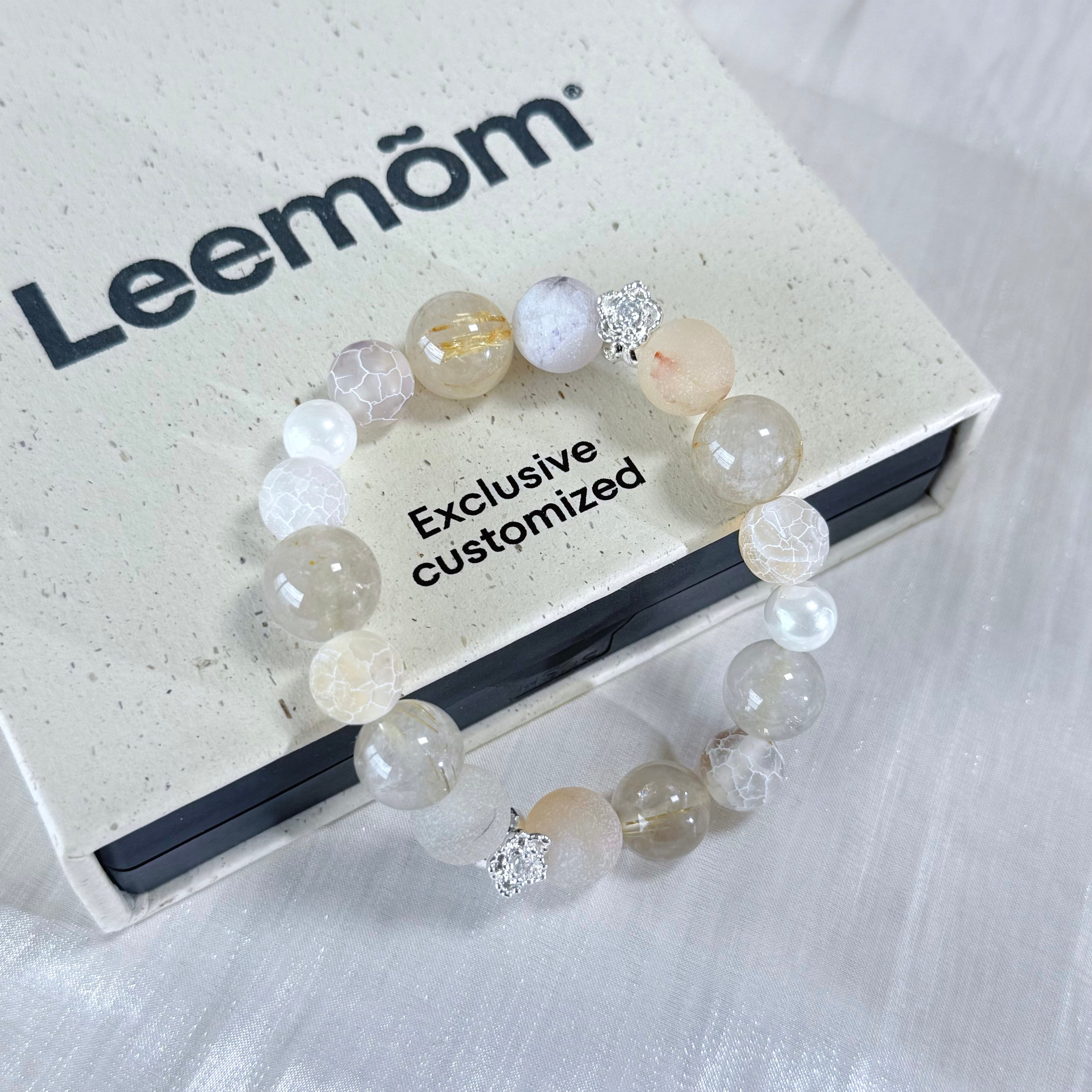 Ethereal White Quartz & Crackle Agate Handmade Bracelet