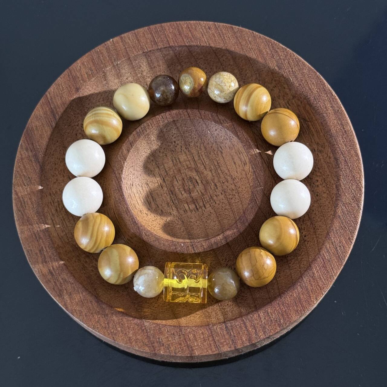 Handcrafted Crystal Bracelet Yellow Jasper & White Jade | Wealth-Attracting Feng Shui Bracelet