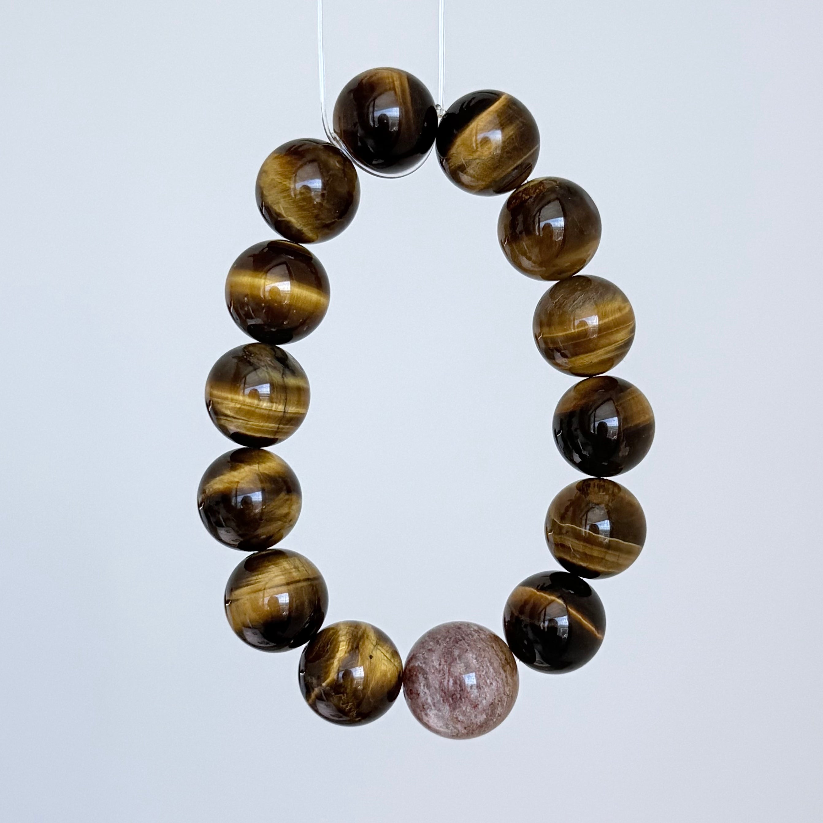 Tiger’s Eye Crystal Bracelet with Brown Stone Center