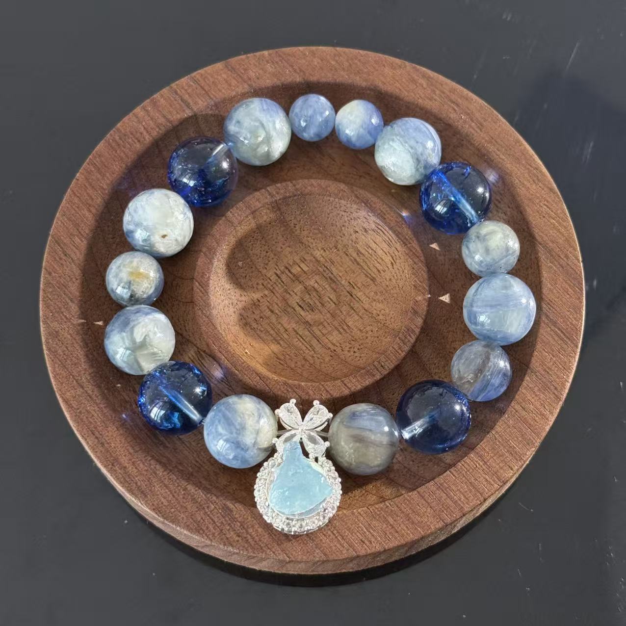 Natural Blue Crystal & Ocean Aura Handmade Bracelet
