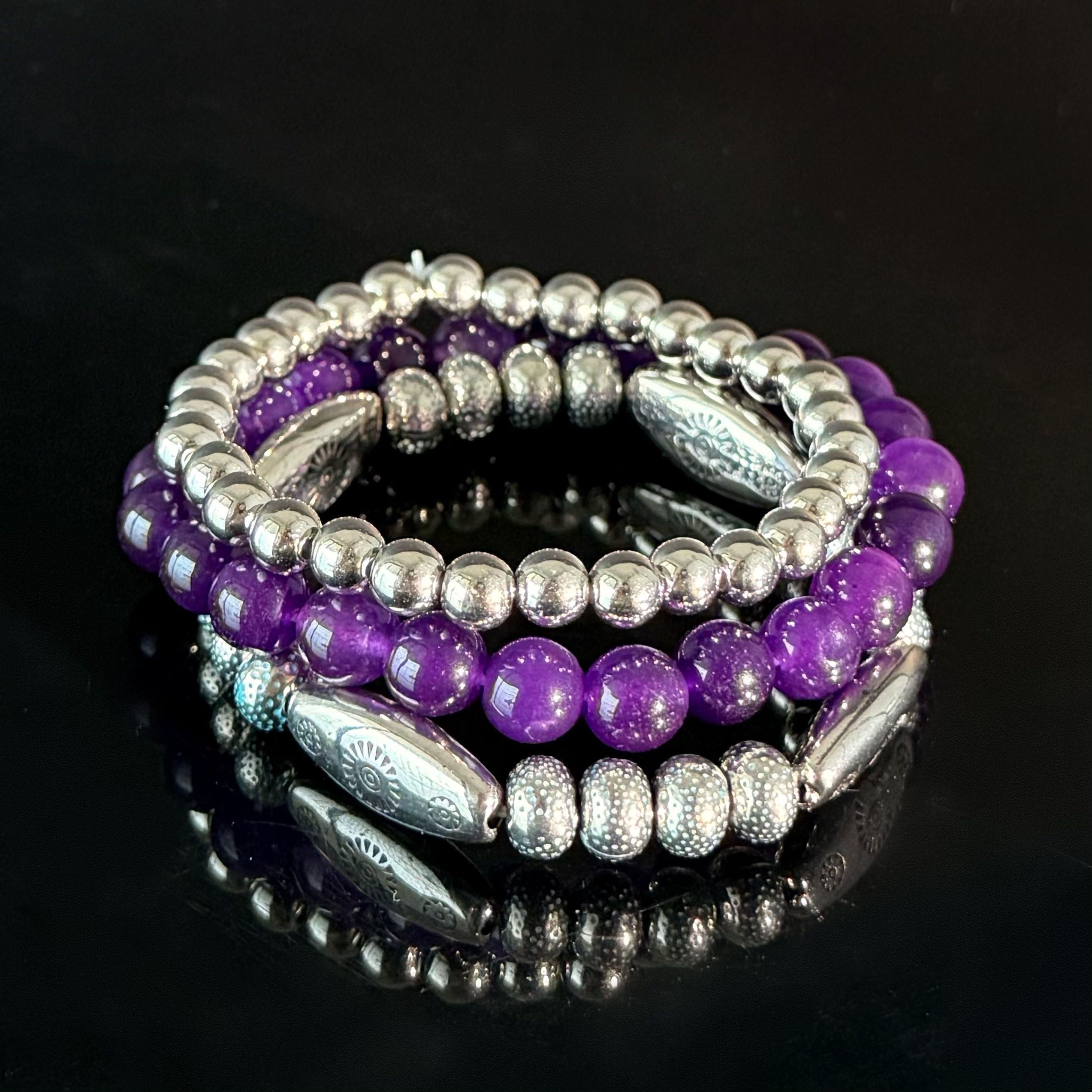 Aquarius Amethyst Bracelet Set – Calm & Balance Crystal Jewelry