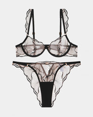 Ruffle Shoulder Strap Bra and Panty Set