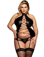 Plus-Size Lingerie Hollow-Out Tight Mini Skirt Sleep Dress