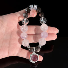 Pisces Crystal Bracelet – Amethyst, Rose Quartz & Smoky Quartz Healing Bracelet