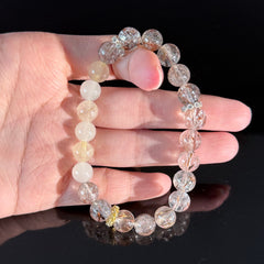Golden Rutilated Quartz & White Jade Bracelet for Leo