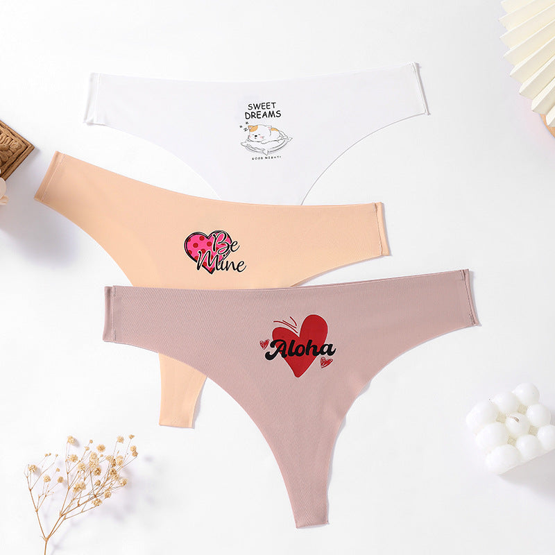 Mid-Waist Hipster Panties Seamless with Heart Design Breathable Cotton