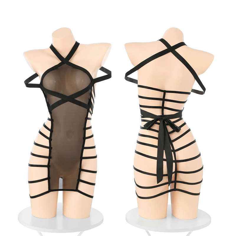 Lace-up Binding Dress See-through Lingerie