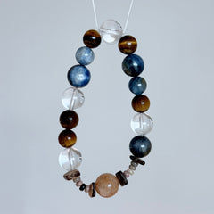 Natural Blue Kyanite, Tiger’s Eye & Clear Quartz Crystal Bracelet