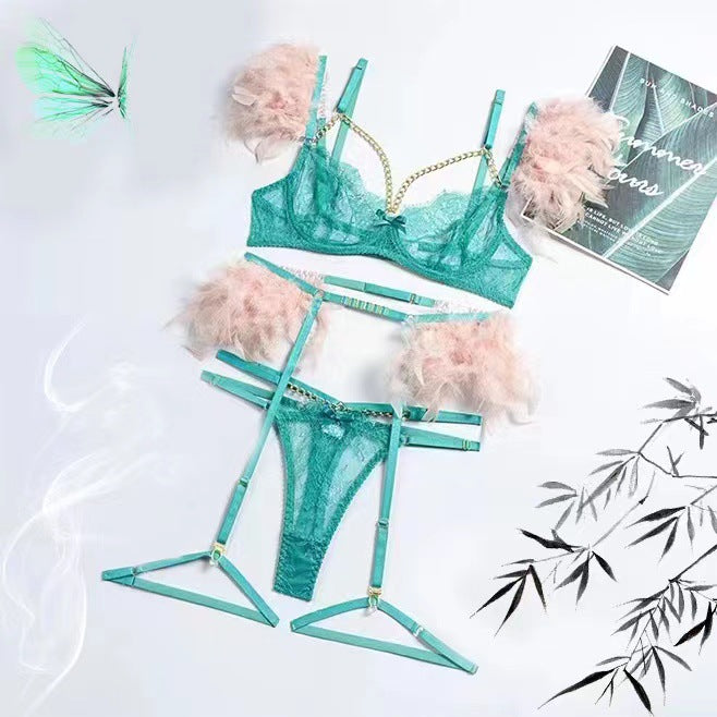 Four - piece Lace Splicing Chain Slimming Lingerie