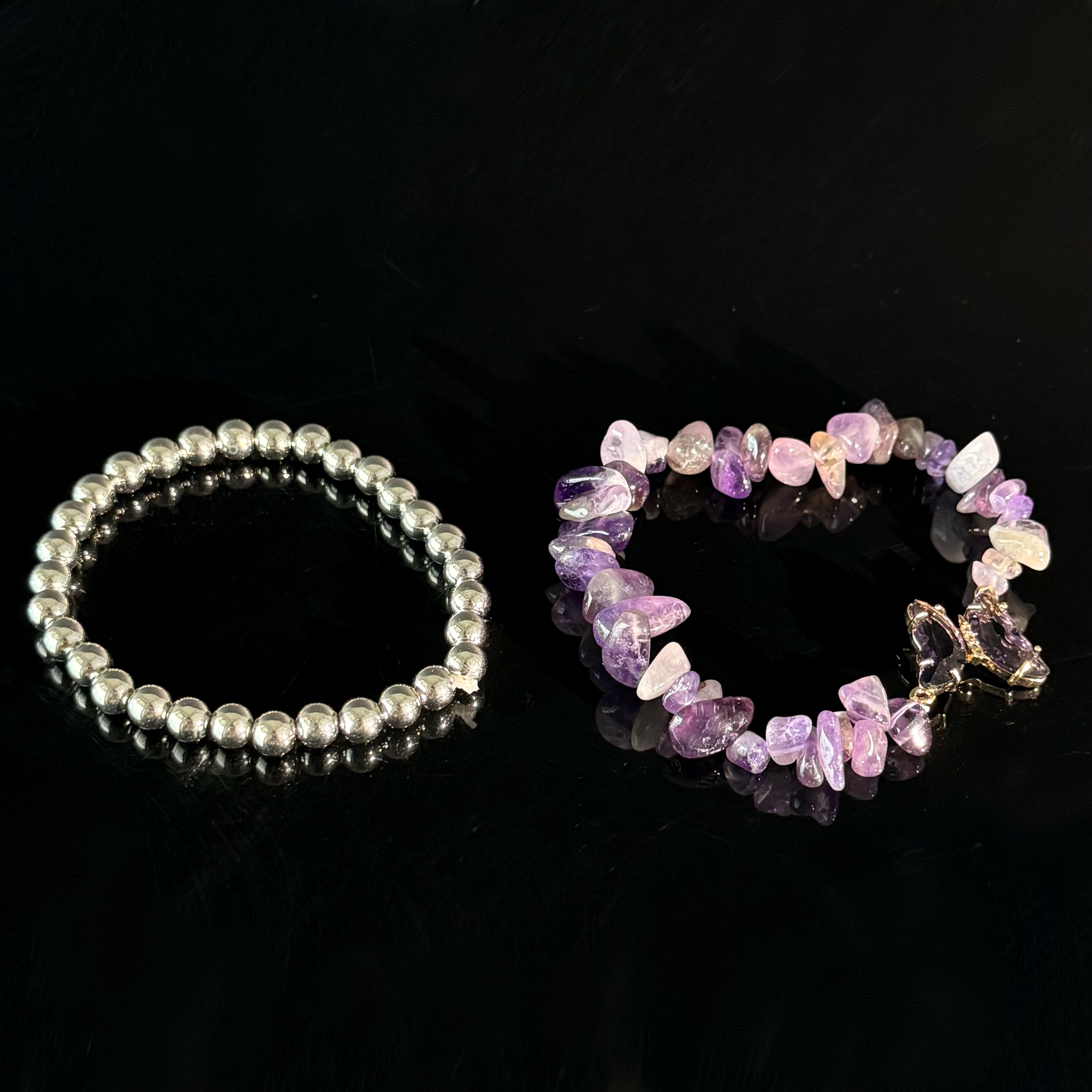 Pisces Amethyst Bracelet Set – Healing Crystal & Silver Energy Jewelry