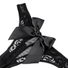 Alluring Low Rise Thong Panties Featuring Bowknot Sheer Design for a Seductive Style