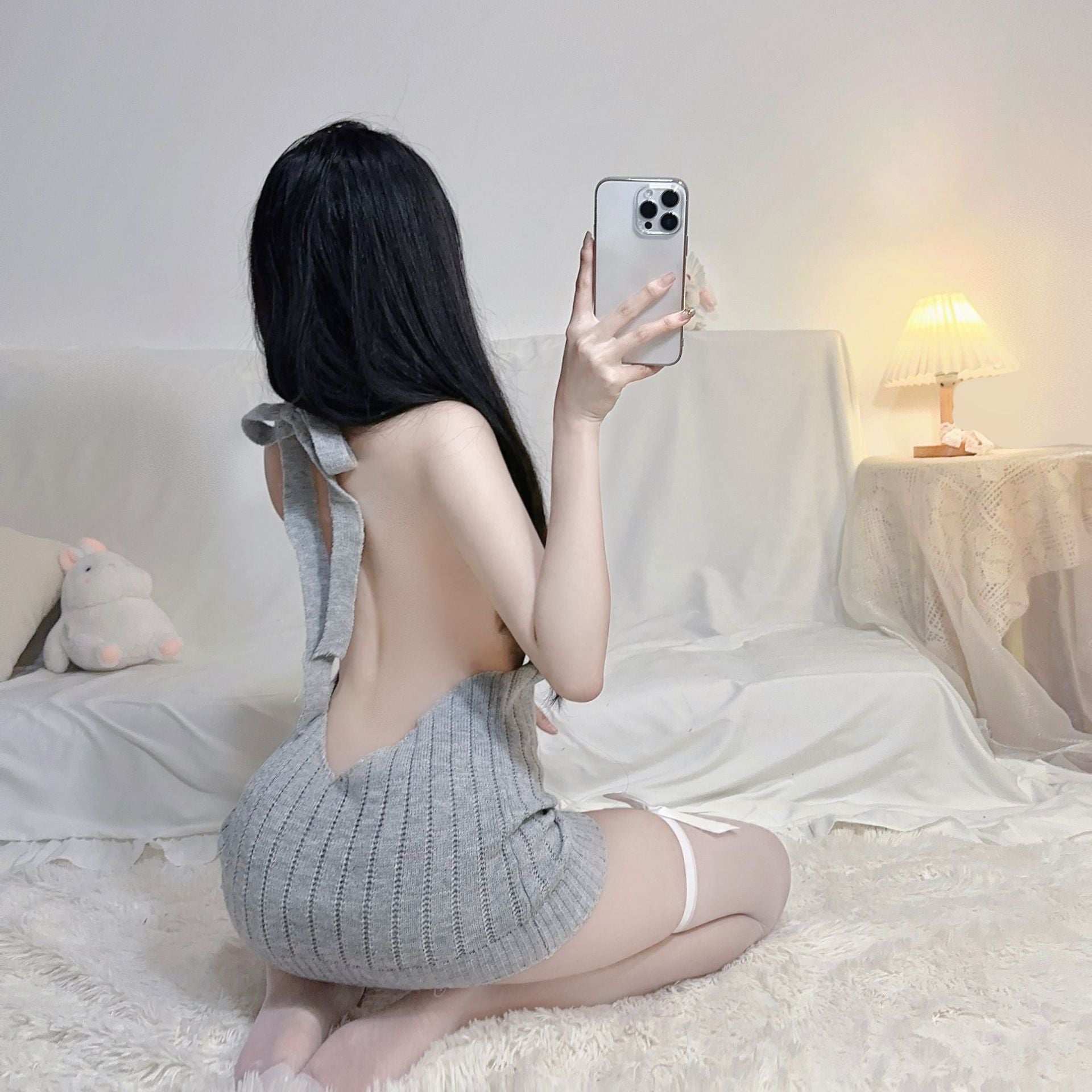Halter Sweater Backless Dress sweater Lingerie