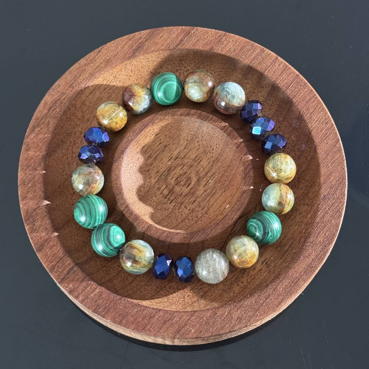 Handcrafted Malachite & Ocean Jasper Bracelet | A Blue Crystal Beaded Healing Bracelet for Balance and Protection