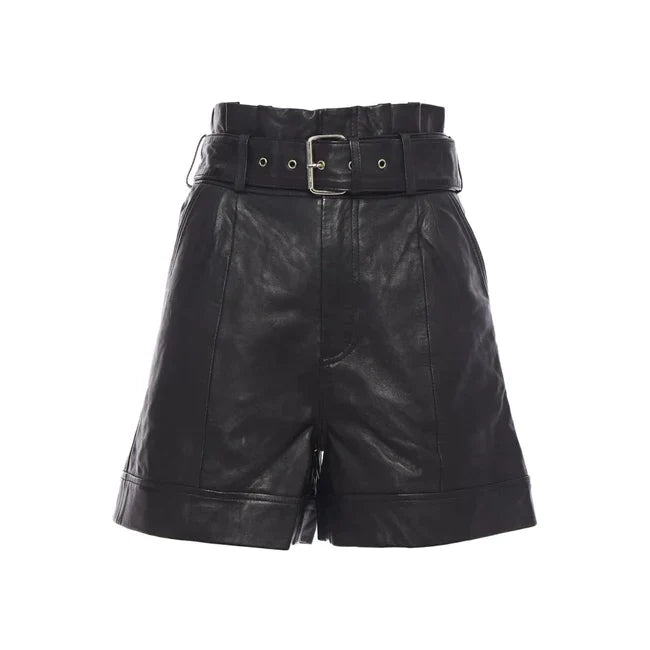 A Line Women's Leather Shorts With Belt