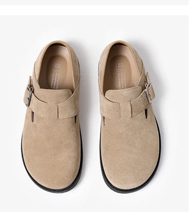 Casual Buckle Strap Cow Suede Flats