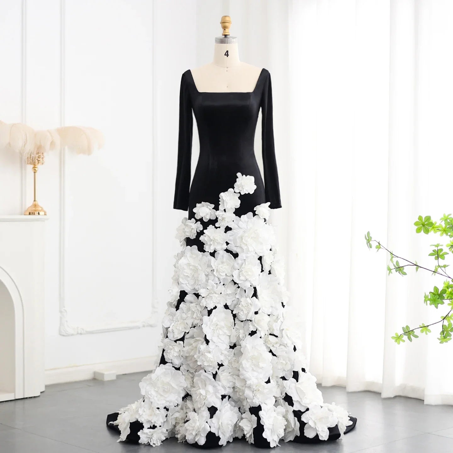 Fallen For You 3D Floral Strapless Evening Gown