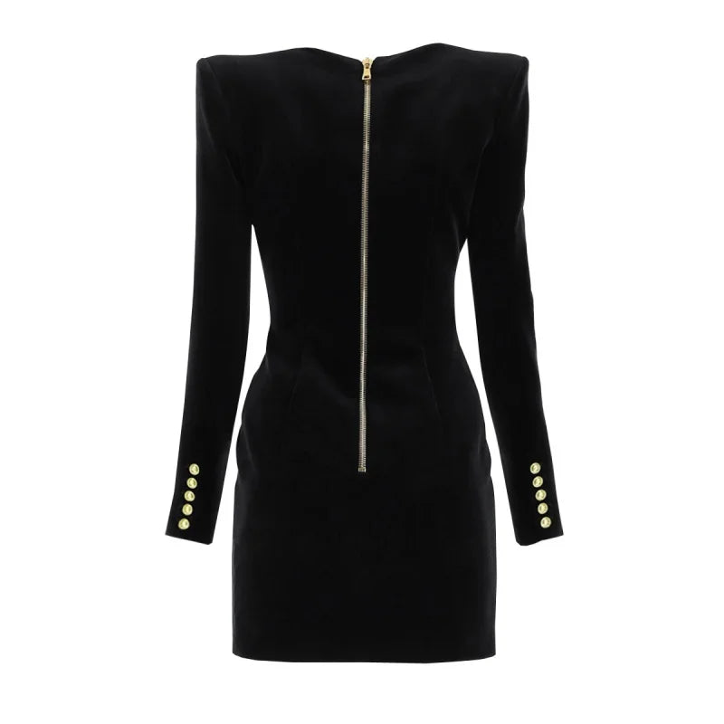 High Waist Slim Fit Velvet Dress