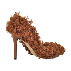 Faux Fur Pointed Toe Party Heels