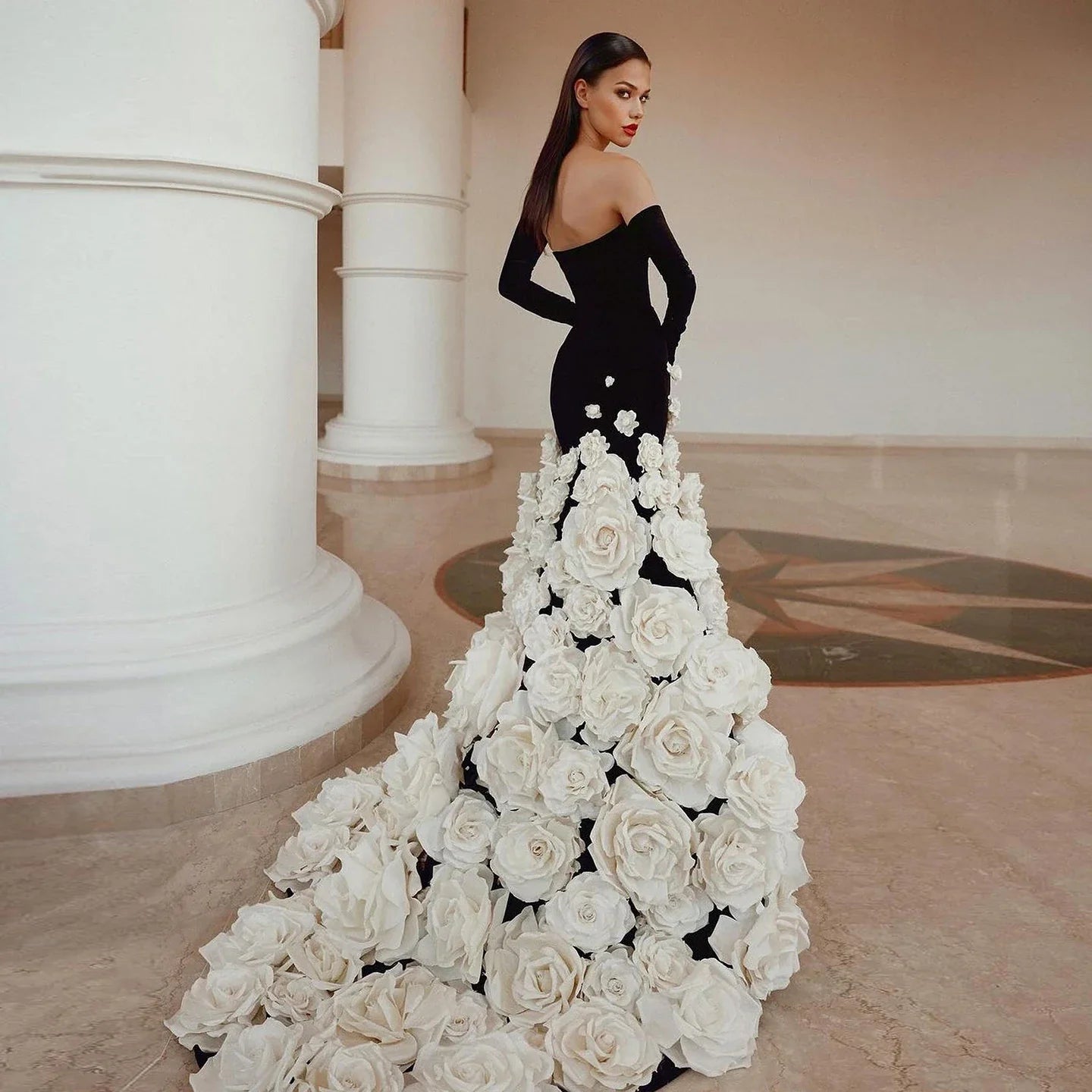 Fallen For You 3D Floral Strapless Evening Gown