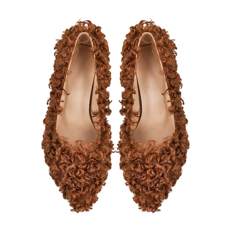 Faux Fur Pointed Toe Party Heels