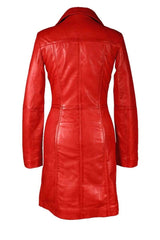 Black Leather Women Vintage Trench Coat