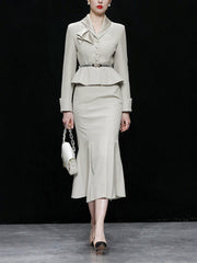 Blazing Single-Breasted Skirt Suit