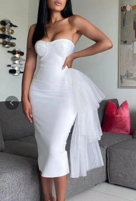 Bodycon Mesh Strapless Party Dress