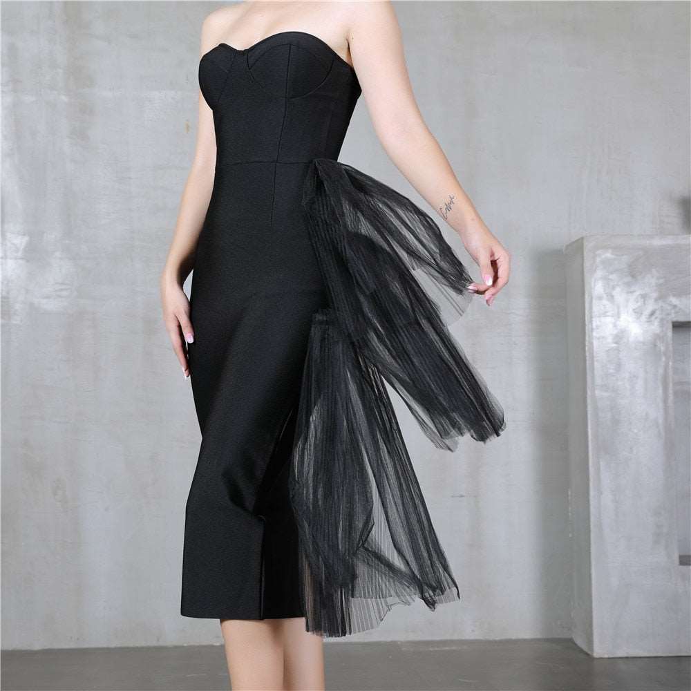 Bodycon Mesh Strapless Party Dress