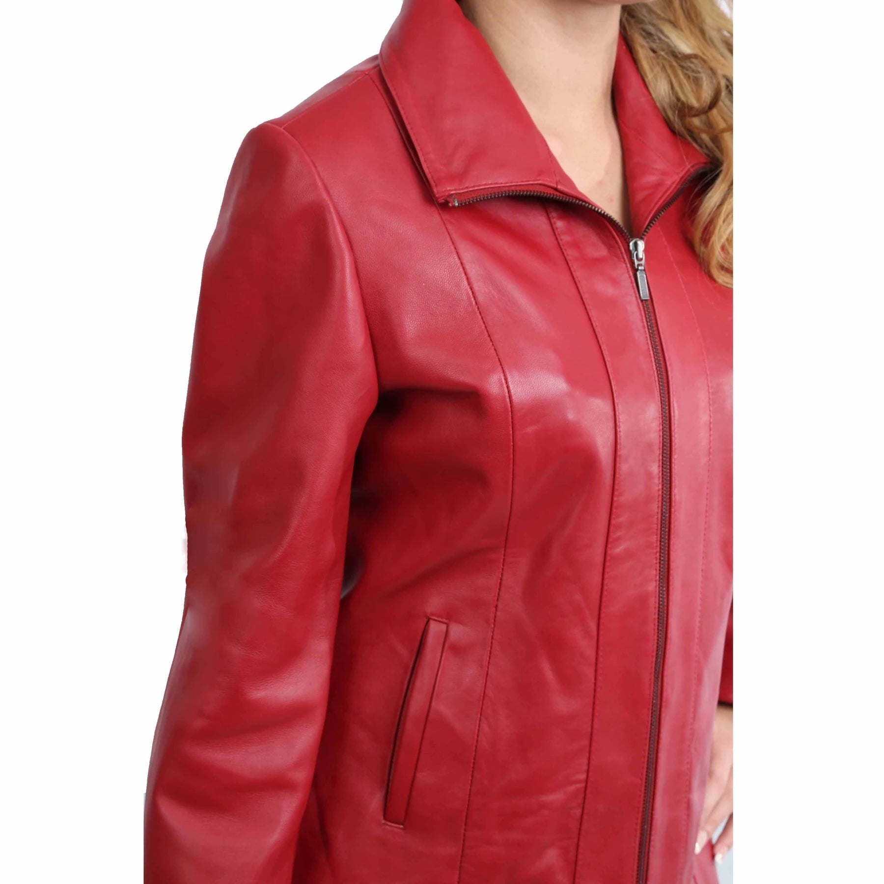 Classic Semi Fitted Real Leather Women's Biker Jacket