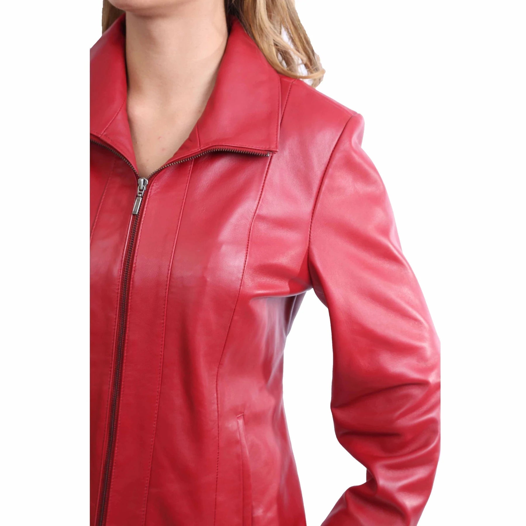 Classic Semi Fitted Real Leather Women's Biker Jacket