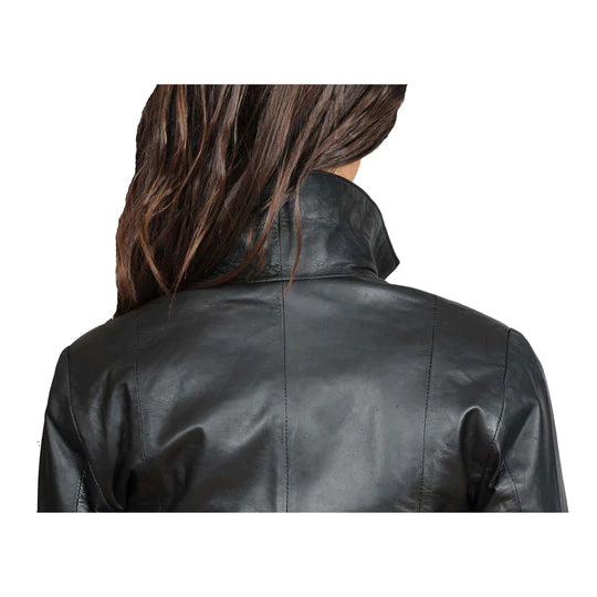 Classic Semi Fitted Real Leather Women's Biker Jacket