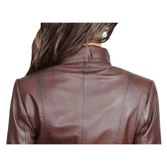 Classic Semi Fitted Real Leather Women's Biker Jacket