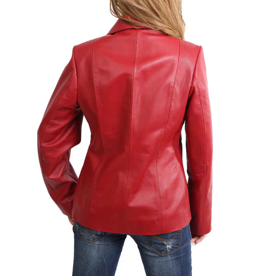 Classic Semi Fitted Real Leather Women's Biker Jacket