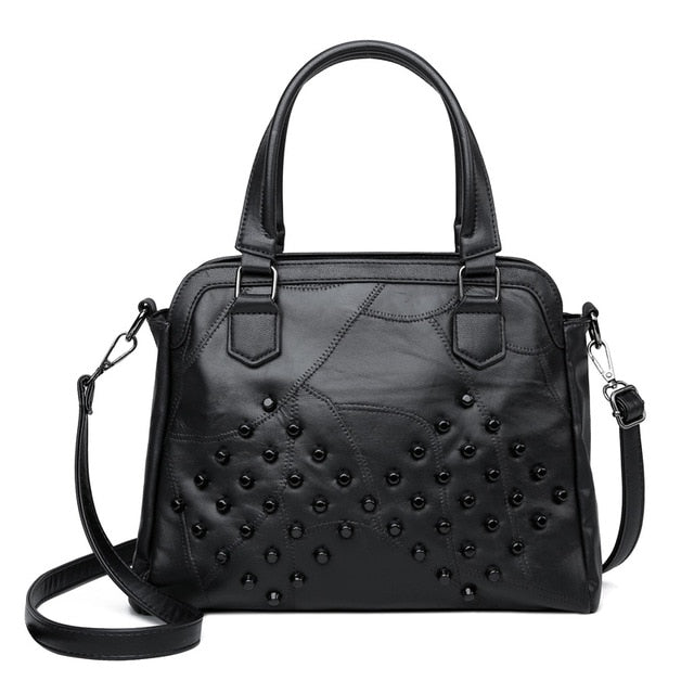 Crossbody Sheepskin Leather Tote Hands & Shoulder Bags